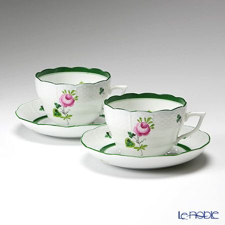 ヘレンド (HEREND) ウィーンのバラ 00730-0-00 ティーカップ＆ソーサー（兼用） 200ml ペア