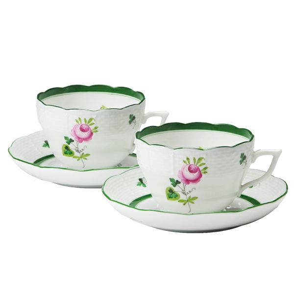 ヘレンド ウィーンのバラ 00730-0-00 ティーカップ＆ソーサー（兼用） 200ml ペア