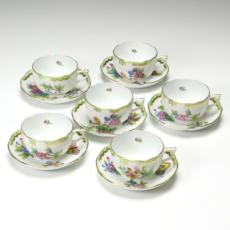 ヘレンド (HEREND) ヴィクトリア・ブーケ 00724-0-00／724 ティーカップ＆ソーサー 200ml 6客セット