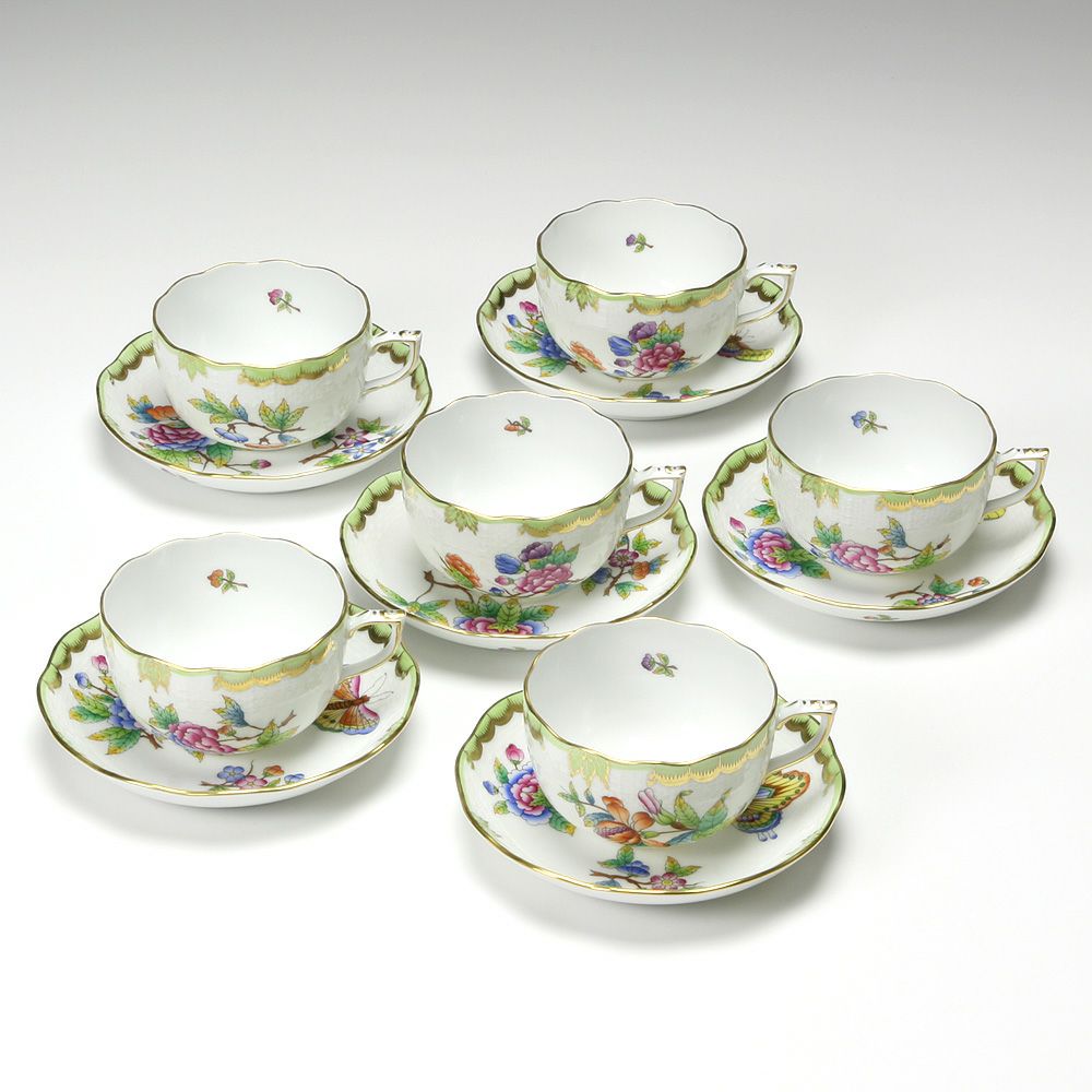ヘレンド ヴィクトリア・ブーケ 00724-0-00／724 ティーカップ＆ソーサー 200ml 6客セット