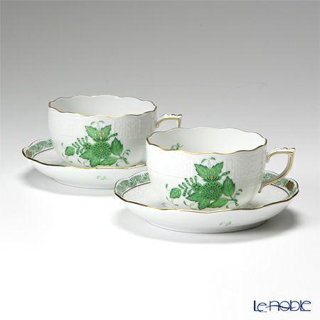 ヘレンド アポニーグリーン 00724-0-00／724 ティーカップ＆ソーサー 200ml ペア