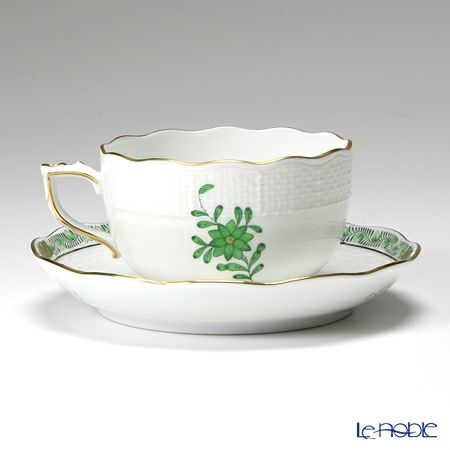 ヘレンド (HEREND) アポニーグリーン 00724-0-00／724 ティーカップ＆ソーサー 200ml ペア