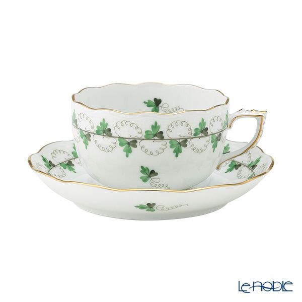 ヘレンド (HEREND) パセリグリーン PE＆ピンク PEP ティーカップ＆ソーサー 200ml ペア