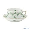 ヘレンド (HEREND) パセリグリーン PE＆ピンク PEP ティーカップ＆ソーサー 200ml ペア