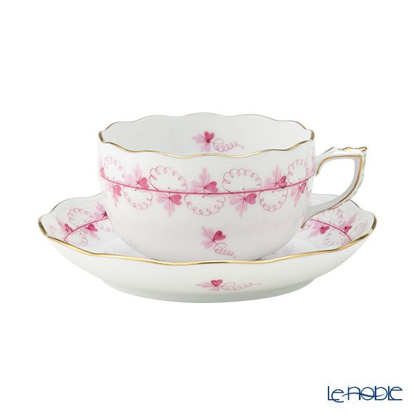 ヘレンド パセリグリーン PE＆ピンク PEP ティーカップ＆ソーサー 200ml ペア