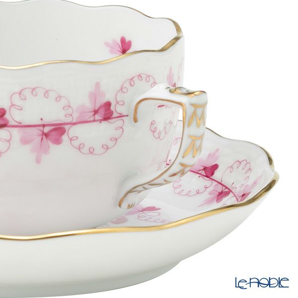 ヘレンド パセリグリーン PE＆ピンク PEP ティーカップ＆ソーサー 200ml ペア