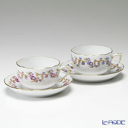 ヘレンド ヴィクトリア PDVICT 20724-0-00 ティーカップ＆ソーサー 200ml ペア ブルー＆ピンク