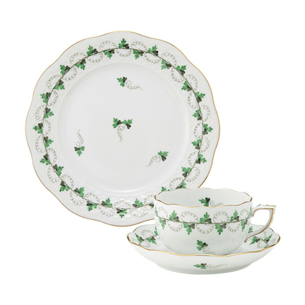 ヘレンド パセリグリーン PE トリオセット ティー