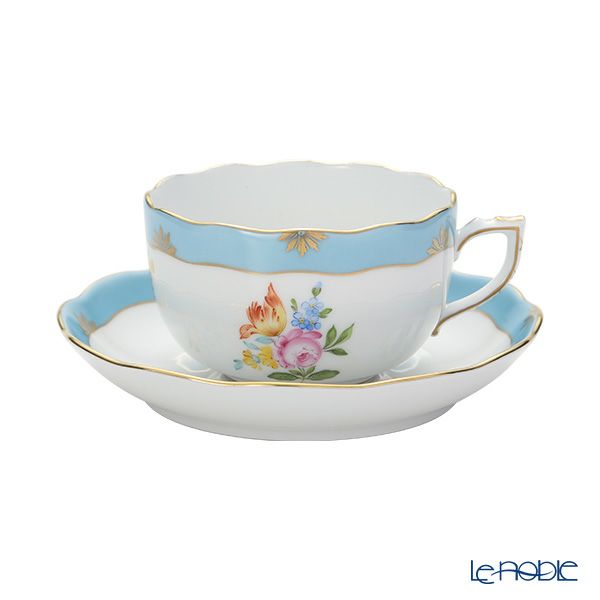 ヘレンド ローズチューリップ ブルー RTFB ＆ ピンク RTFP ティーカップ＆ソーサー 200ml ペア 20724-0-00