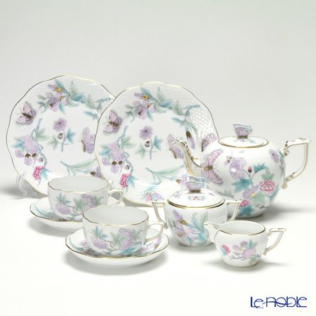 ヘレンド ロイヤルガーデン EVICT2 2人用 ティー7点セット ターコイズ