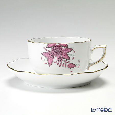 ヘレンド クロチルド ピンク＆グリーン ティーカップ＆ソーサー 200ml ペア