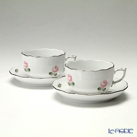 ヘレンド ウィーンのバラ プラチナ 00724-0-00 ティーカップ＆ソーサー 200ml ペア