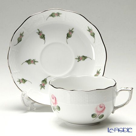 ヘレンド ウィーンのバラ プラチナ 00724-0-00 ティーカップ＆ソーサー 200ml ペア