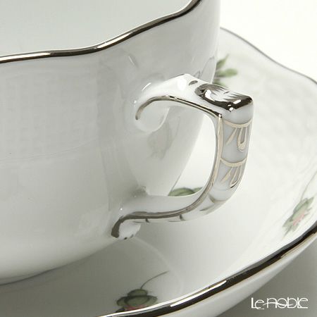 ヘレンド (HEREND) ウィーンのバラ プラチナ 00724-0-00 ティーカップ＆ソーサー 200ml ペア