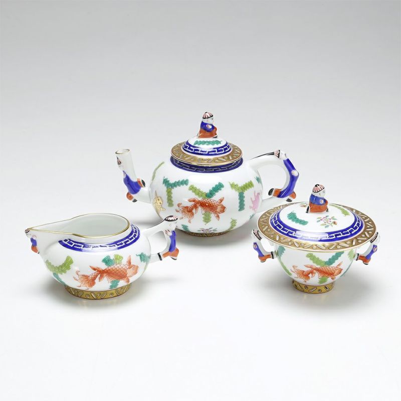 ヘレンド シノワズリ（中国趣味）ポワッソン ポット3点セット