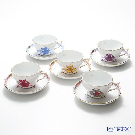 ヘレンド アポニーシリーズ ティーカップ＆ソーサー 200ml 5客セット