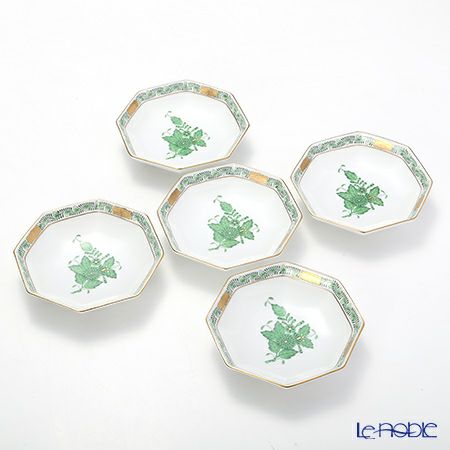 ヘレンド アポニーグリーン 04307-1-00 小皿（オクタゴナル） 11cm 5枚セット