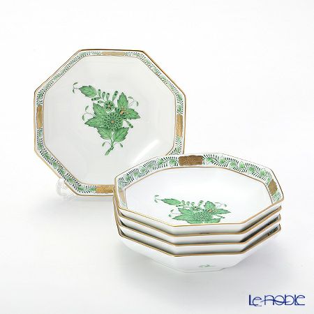 ヘレンド アポニーグリーン 04307-1-00 小皿（オクタゴナル） 11cm 5枚セット