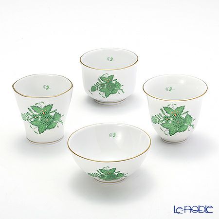 ヘレンド アポニーグリーン 02781-0-00 カップ（ぐい呑み） 4種セット