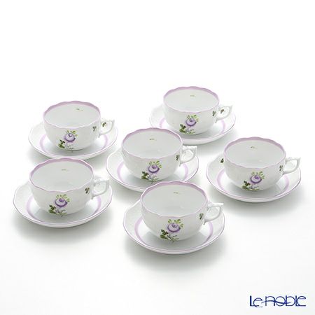 ヘレンド (HEREND) ウィーンのバラ ライラック 00724-0-00 ティーカップ＆ソーサー 200ml 6客セット