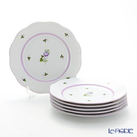 ヘレンド ウィーンのバラ ライラック 00517 プレート 19cm 6枚セット