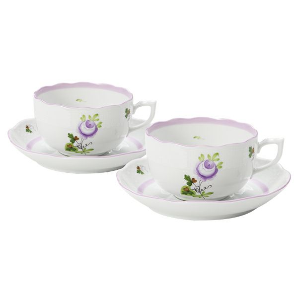 ヘレンド (HEREND) ウィーンのバラ ライラック 00724-0-00 ティーカップ＆ソーサー 200ml ペア