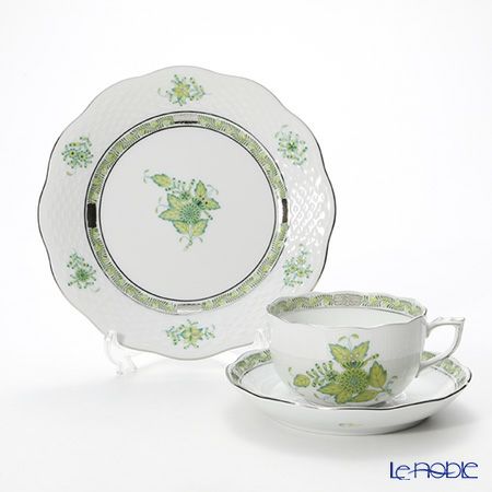 ヘレンド アポニーキーライムグリーン トリオセット