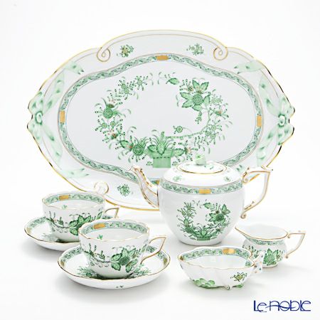 ヘレンド インドの華グリーン テテアテテセット