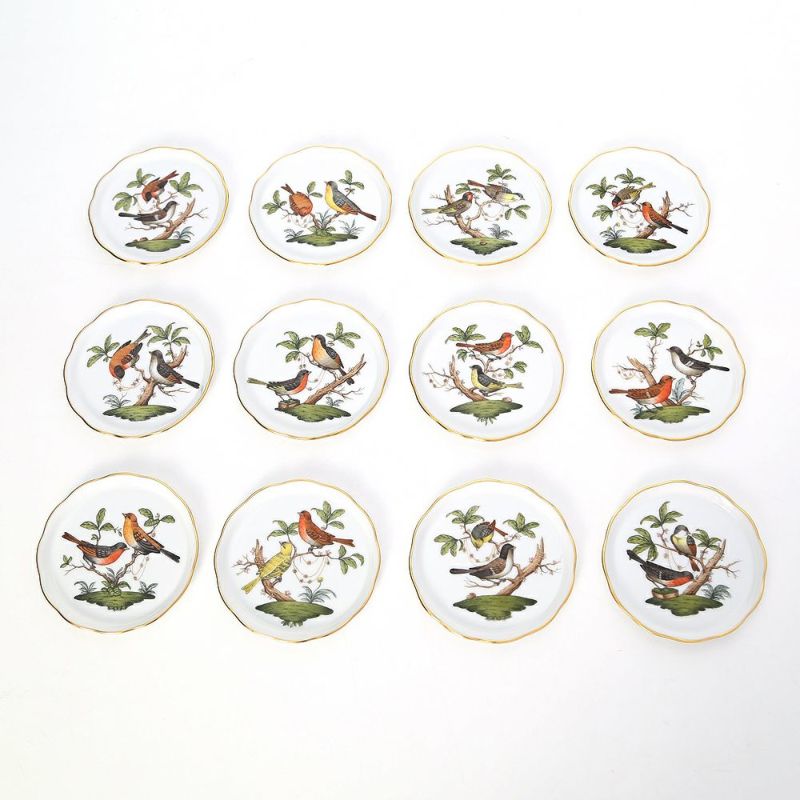 ヘレンド ロスチャイルドバード RO 00341-0-00 コースター 10cm 12枚セット