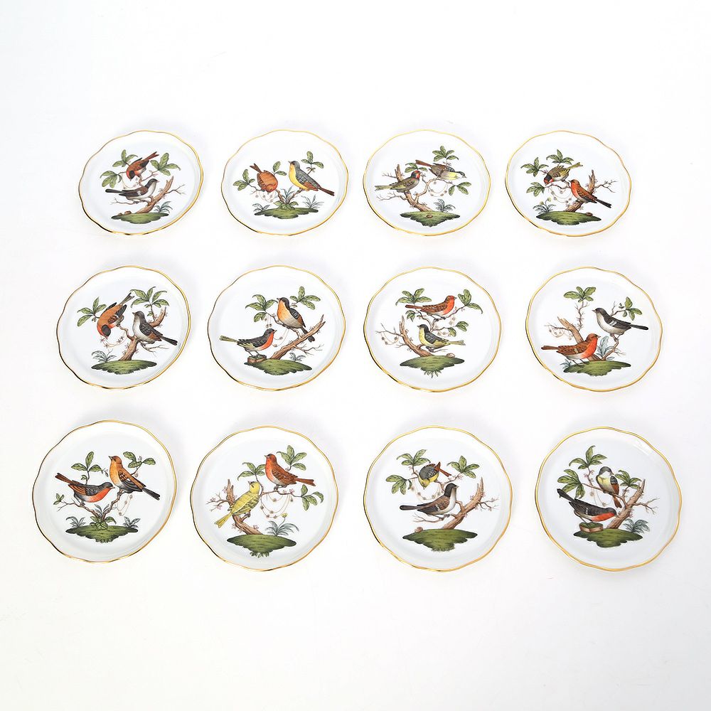 ヘレンド ロスチャイルドバード RO 00341-0-00 コースター 10cm 12枚セット