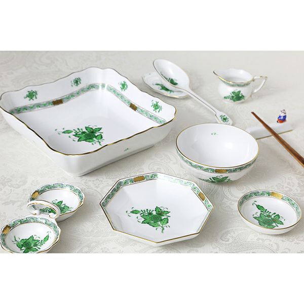 ヘレンド アポニーグリーン 2人用 ジャパニーズティーセット