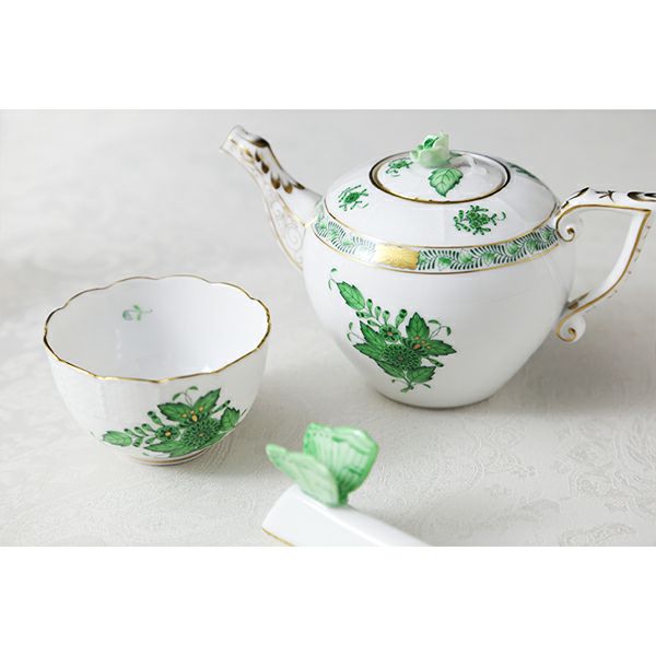 ヘレンド アポニーグリーン 2人用 ジャパニーズティーセット