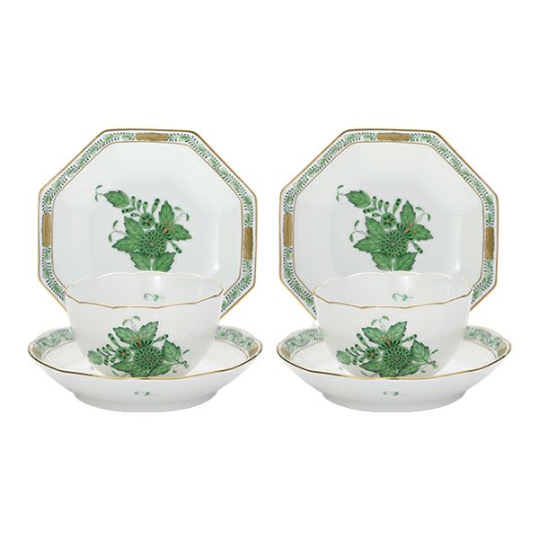 ヘレンド アポニーグリーン 2人用 ジャパニーズティーセット