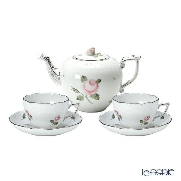 ヘレンド ウィーンのバラ プラチナ 2人用 ティータイムセット