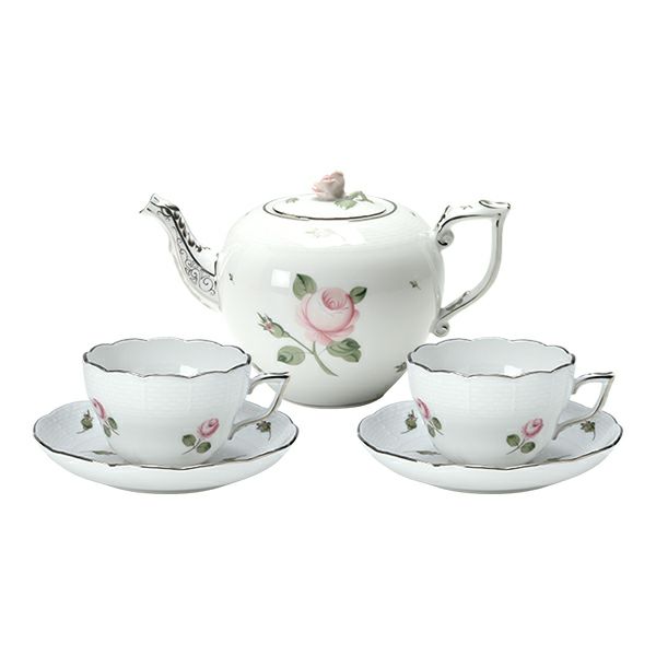 ヘレンド ウィーンのバラ プラチナ 2人用 ティータイムセット