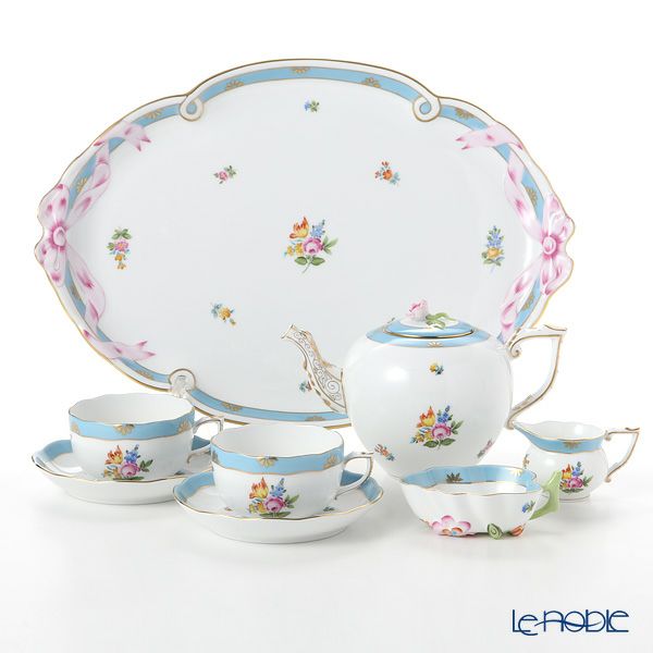 ヘレンド ローズチューリップ ブルー RTFB テテアテテセット