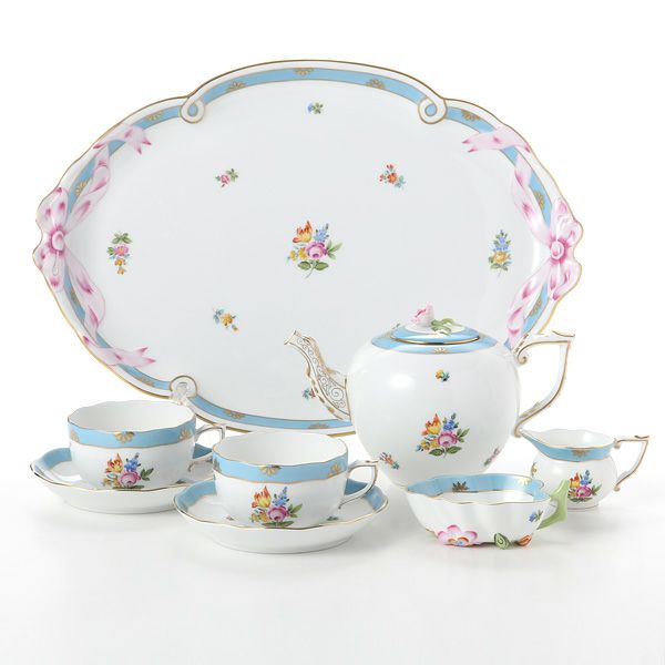 ヘレンド ローズチューリップ ブルー RTFB テテアテテセット