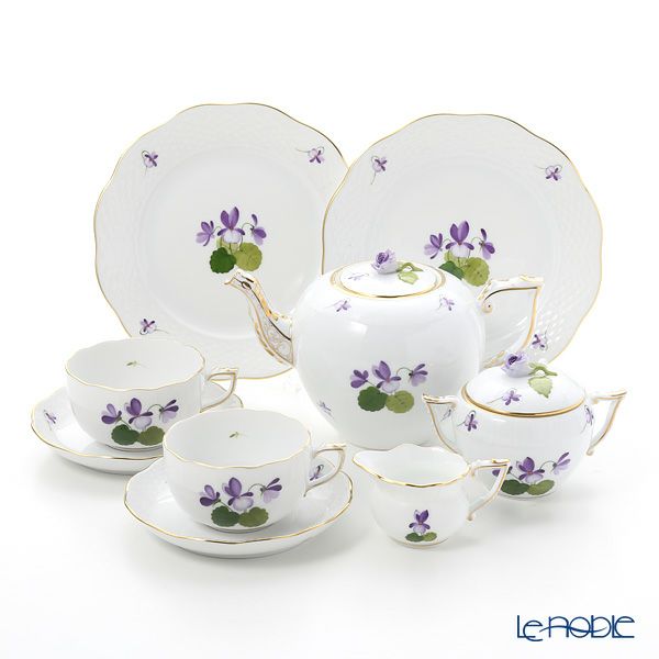 ヘレンド バイオレット（ゴールド） VIOLET 2人用 ティー7点セット