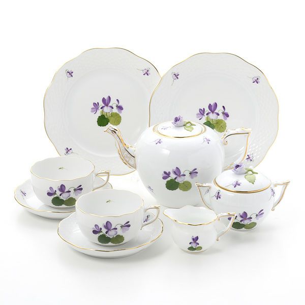 ヘレンド バイオレット（ゴールド） VIOLET 2人用 ティー7点セット