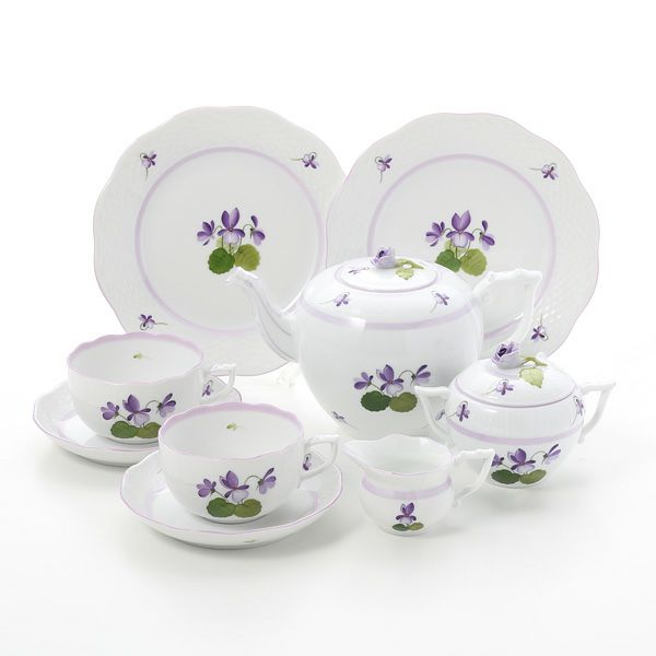 ヘレンド バイオレット（ライラック） VIOLETL 2人用 ティー7点セット