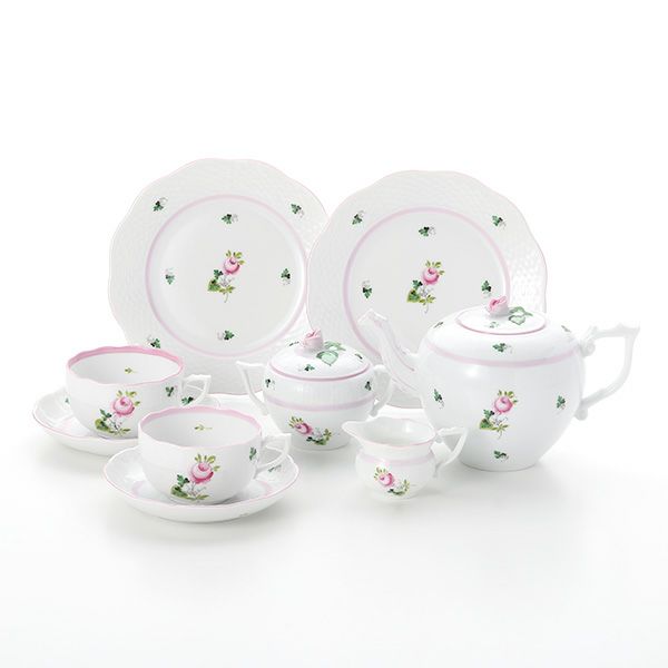 ヘレンド ウィーンのバラ ピンク 2人用 ティー7点セット