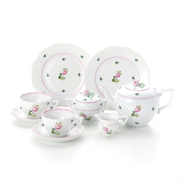 ヘレンド ウィーンのバラ ピンク 2人用 ティー7点セット（兼用）