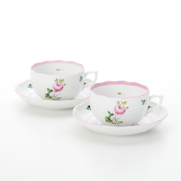 ヘレンド (HEREND) ウィーンのバラ ピンク 00724-0-00 ティーカップ＆ソーサー 200ml ペア