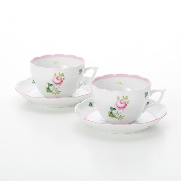 ヘレンド ウィーンのバラ ピンク 00730-0-00 ティーカップ＆ソーサー（兼用） 200ml ペア