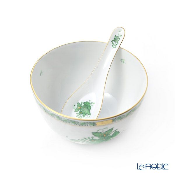 ヘレンド アポニーグリーン AV 00237-0-00 ＆ 01365-0-00／1365 レンゲ ＆ スラップボウル12cm セット