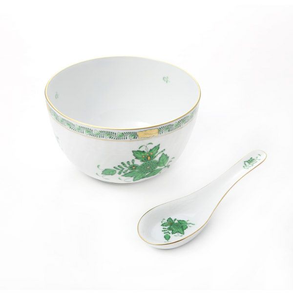 ヘレンド アポニーグリーン AV 00237-0-00 ＆ 01365-0-00／1365 レンゲ ＆ スラップボウル12cm セット