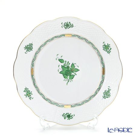 ヘレンド アポニーグリーン AV プレート27cm ＆ クレセントディッシュ20cm セット