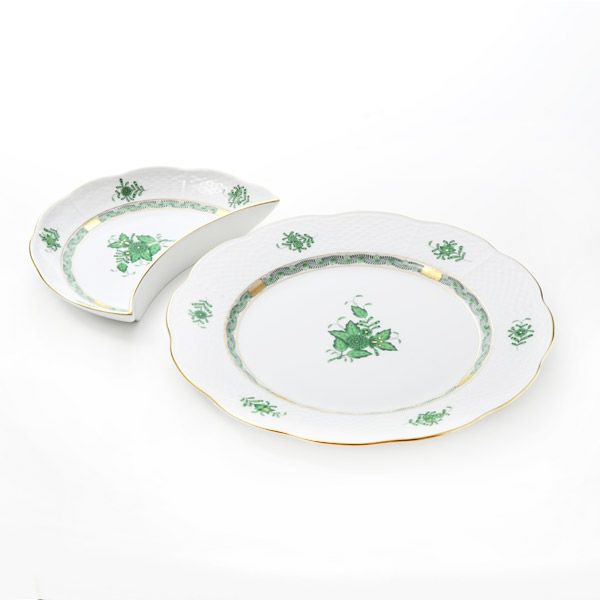 ヘレンド アポニーグリーン クレセントディッシュ プレート ヘレンド アポニーグリーン AV プレート27cm ＆ クレセントディッシュ