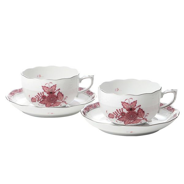 ヘレンド アポニーモーヴプラチナ AP2-PT ティーカップ＆ソーサー 200ml 00724-0-00 ペア