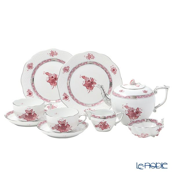 ヘレンド アポニーモーヴプラチナ AP2-PT 2人用 ティー7点セット